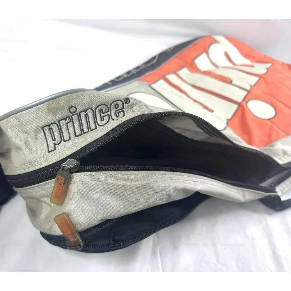 Prince Multi-racquet Carrying Case Tennis Orange White Silver Double Zipper